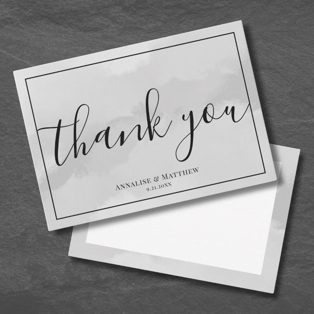 Carte De Remerciements Mariage gris simple et élégant (Simple Elegant Gray Wedding Thank You Card)