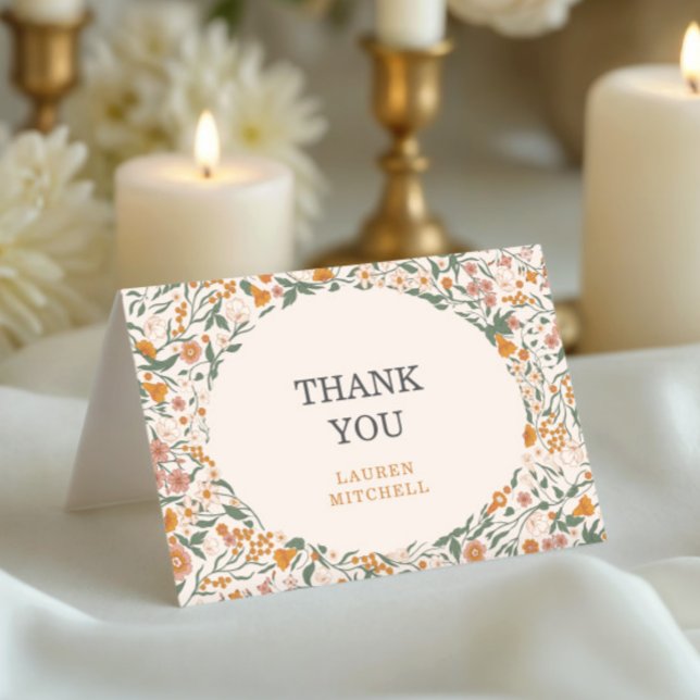 Carte De Remerciements Mariage Groovy Wildflower  (Créateur téléchargé)