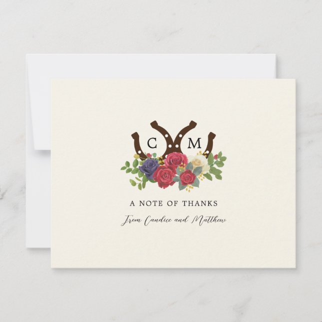 Carte De Remerciements Mariage inspiré par Kentucky Derby (Devant)