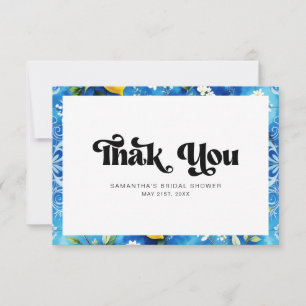 Carte De Remerciements Mariage italien de style côtier avec citron aquare