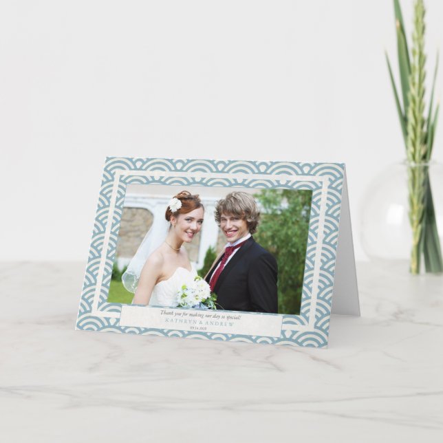 Carte De Remerciements Mariage Japonais Seigaiha Merci/C Texte personnali (Devant)