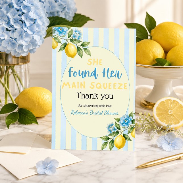 Carte De Remerciements Mariage Lemon Blue Main Squeeze (Créateur téléchargé)