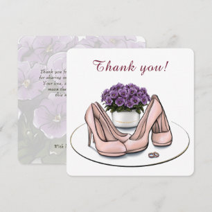 Carte De Remerciements Mariage lesbien aux fleurs violettes élégantes