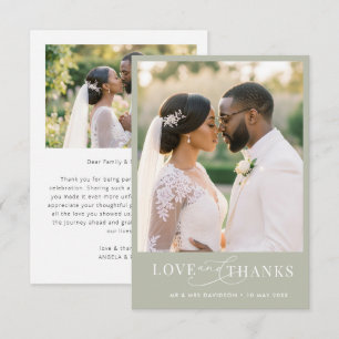 Carte De Remerciements Mariage lettrage blanc Love & Thanks 