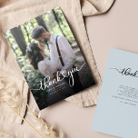 Carte de remerciements mariage Lettré à la main<br><div class="desc">Une façon géniale et réfléchie de remercier vos amis,  votre famille et vos collègues qui vous ont honoré leur présence lors de votre mariage avec cette photo moderne,  cartes de remerciement avec script écrit "merci" et un coeur d'amour.</div>