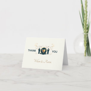 Carte De Remerciements Mariage LGBTQ Deux Mariés Crème Bleu