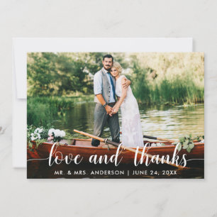 Carte De Remerciements Mariage Love and Thanks Photo White Script