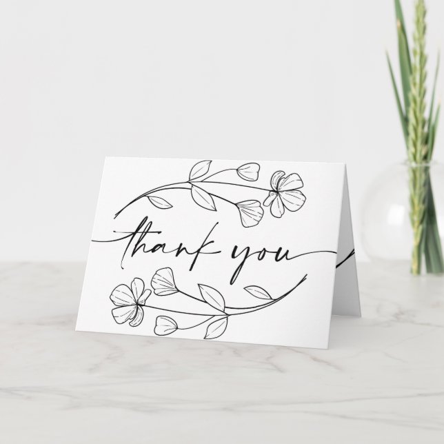 Carte De Remerciements Mariage lunaire floral minimaliste (Devant)