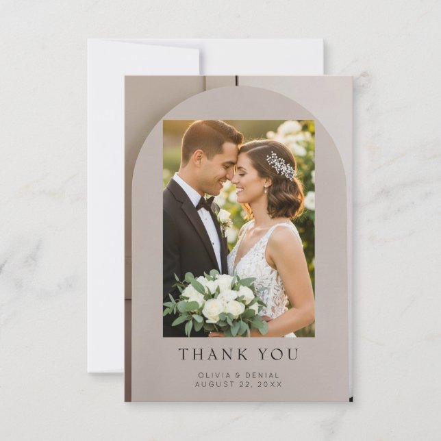 Carte De Remerciements Mariage Luxe Arche Neutre (Devant)