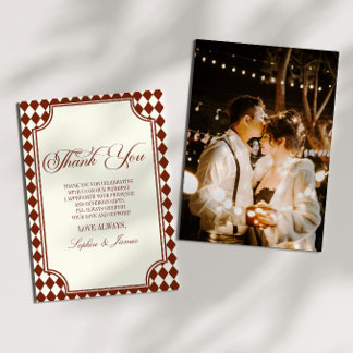 Carte De Remerciements Mariage Luxueux Vieille Fortune Bourgogne Ivoire V