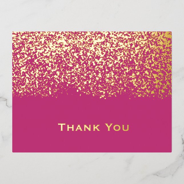 Carte de remerciements Mariage Magenta Gold Foil (Recto)