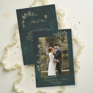 Carte De Remerciements Mariage Magique Émeraude Boisée Fairycore