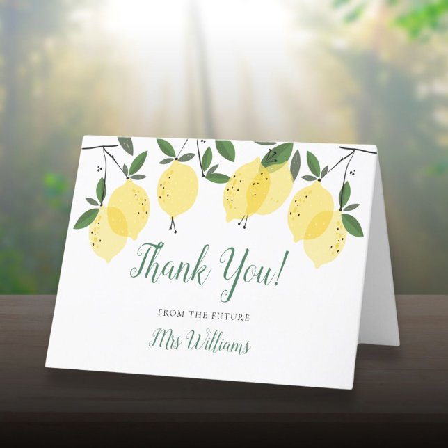 Carte De Remerciements Mariage Main Squeeze Lemon Script (Main Squeeze Lemon Script Bridal Shower Thank You Card)