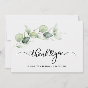 Carte De Remerciements Mariage manuscrit Eucalyptus Green Folid