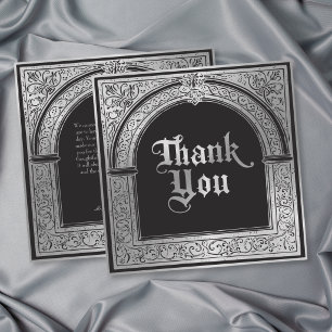 Carte De Remerciements Mariage Médiéval Argent Noir Gothique