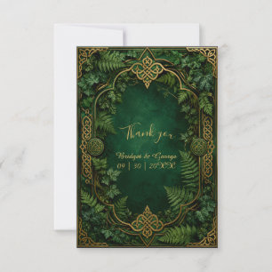 Carte De Remerciements Mariage médiéval celtique émeraude vert or