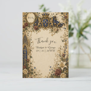 Carte De Remerciements Mariage Médiéval Royal Gothique Celtique Monogramm