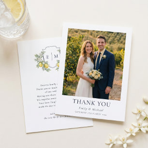 Carte De Remerciements Mariage Méditerranéen au Citron Italien