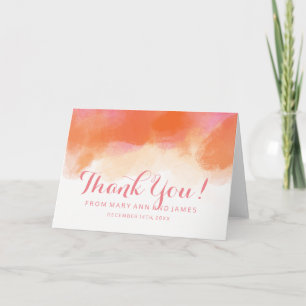 Carte De Remerciements Mariage "Merci" Aquarelle Corail Rose Pâle