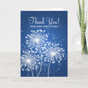 Carte De Remerciements Mariage "Merci" Étincelle d'été Bleu Saphir