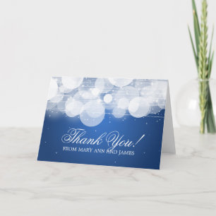 Carte De Remerciements Mariage "Merci" Glow & Sparkle Bleu