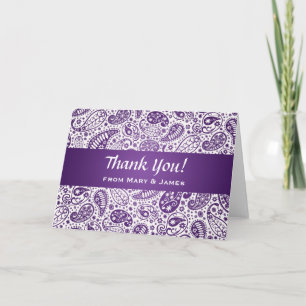 Carte De Remerciements Mariage "Merci" Motif Paisley Violet