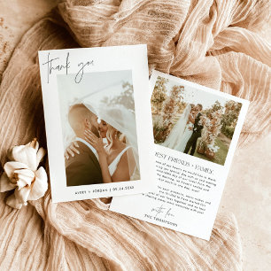 Carte de remerciements mariage   Merci photo Boho