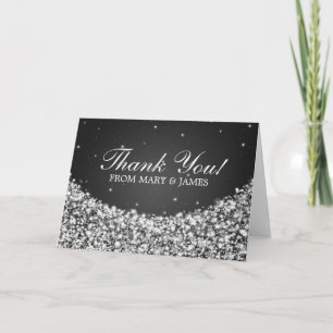 Carte De Remerciements Mariage "Merci" Star Sparkle Noir