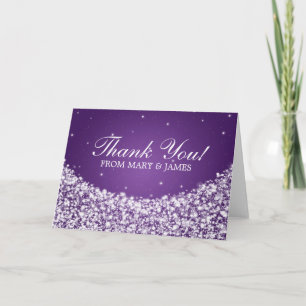 Carte De Remerciements Mariage "Merci" Star Sparkle Violet