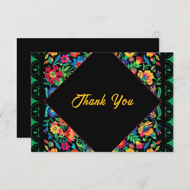 Carte De Remerciements Mariage mexicain coloré (Devant / Derrière)