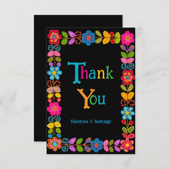 Carte De Remerciements Mariage mexicain moderne (Devant / Derrière)