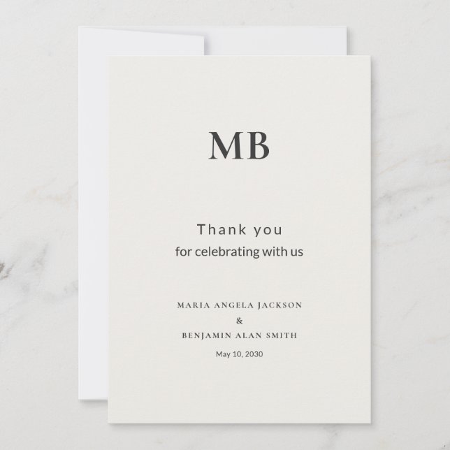Carte De Remerciements Mariage Minimal Micro Moderne (Devant)