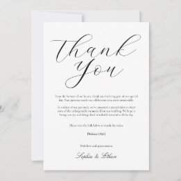 Carte de remerciements Mariage minimaliste