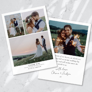 Carte De Remerciements Mariage minimaliste 4 photos