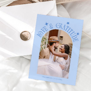 Carte De Remerciements Mariage minimaliste Amour & Gratitude Photo Bleu G