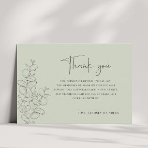 Carte De Remerciements Mariage minimaliste avec feuilles dessinées à la m
