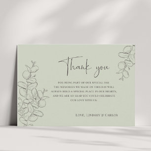 Carte De Remerciements Mariage minimaliste avec feuilles dessinées à la m