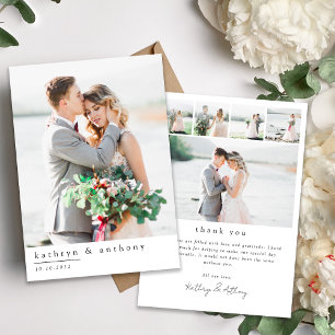 Carte de remerciements Mariage minimaliste avec ph
