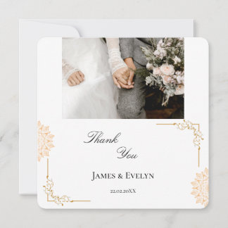 Carte De Remerciements Mariage minimaliste blanc marron