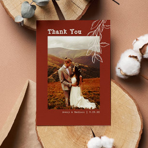 Carte De Remerciements Mariage minimaliste Boho Burnt Orange