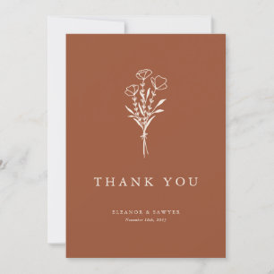 Carte De Remerciements Mariage minimaliste Botanique Terracotta Boho