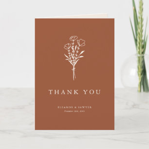Carte De Remerciements Mariage minimaliste Botanique Terracotta Boho