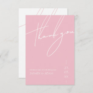 Carte De Remerciements Mariage minimaliste Candy Pink Script Typographie