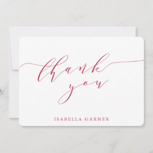 Carte De Remerciements Mariage Minimaliste Classique Blanc Magenta Person