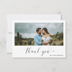 Carte De Remerciements Mariage minimaliste cœur écriture simple photo