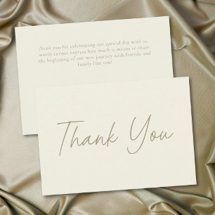 Carte De Remerciements Mariage Minimaliste Crème d'Ivoire Élégant