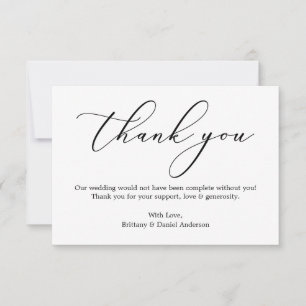 Carte De Remerciements Mariage minimaliste de calligraphie d'élégance