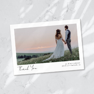 Carte De Remerciements Mariage minimaliste de calligraphie photo