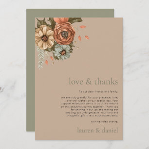 Carte De Remerciements Mariage minimaliste de code QR Vintage Floral