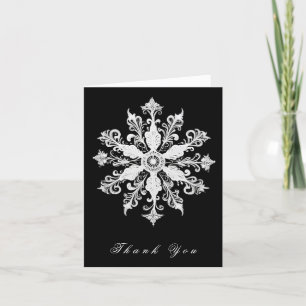 Carte De Remerciements Mariage minimaliste de flocon de neige Black